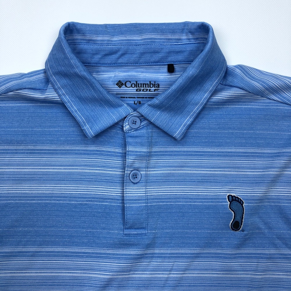 Columbia Golf UNC Tar Heels Polo Shirt Mens Large Blue Striped Performance - Picture 2 of 9